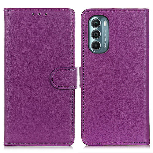 Leather Case Stands Flip Cover Holder A03D for Motorola Moto G Stylus (2022) 4G Purple