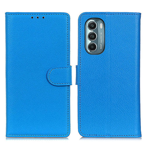 Leather Case Stands Flip Cover Holder A03D for Motorola Moto G Stylus (2022) 4G Sky Blue