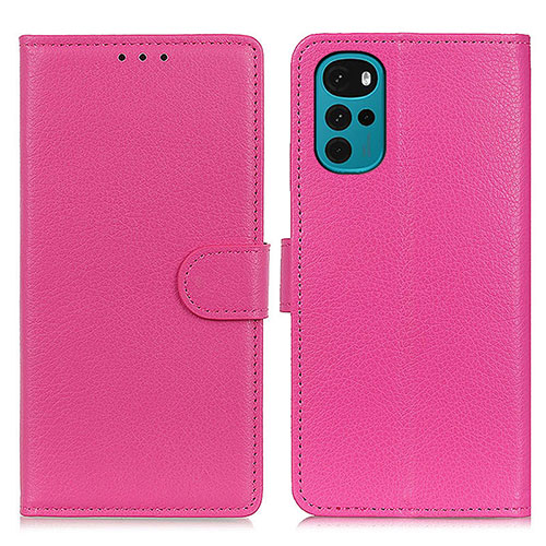 Leather Case Stands Flip Cover Holder A03D for Motorola Moto G22 Hot Pink