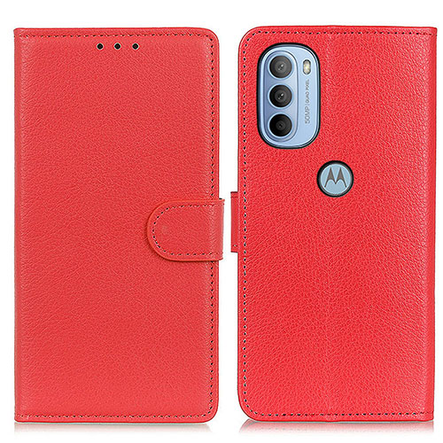 Leather Case Stands Flip Cover Holder A03D for Motorola Moto G31 Red