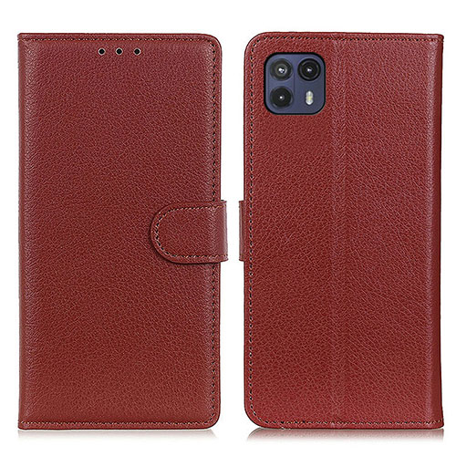 Leather Case Stands Flip Cover Holder A03D for Motorola Moto G50 5G Brown