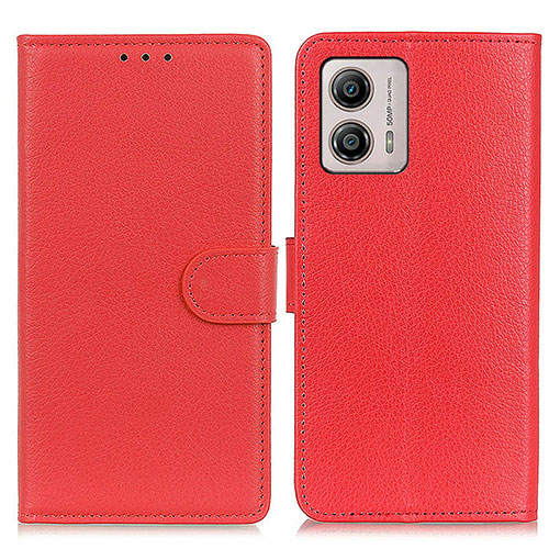 Leather Case Stands Flip Cover Holder A03D for Motorola Moto G53 5G Red