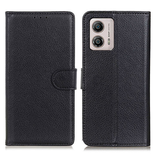 Leather Case Stands Flip Cover Holder A03D for Motorola Moto G53j 5G Black