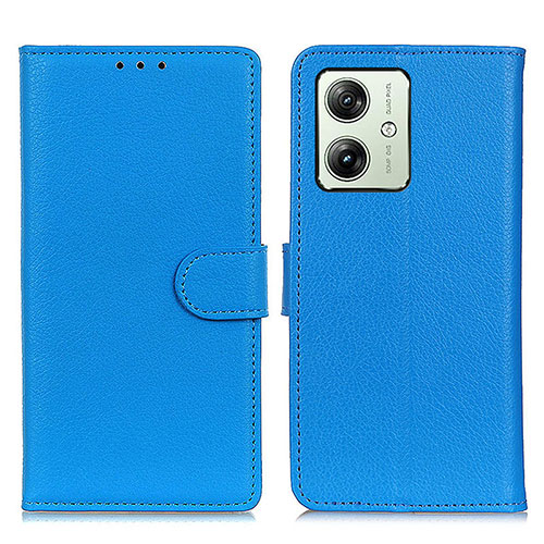 Leather Case Stands Flip Cover Holder A03D for Motorola Moto G54 5G Sky Blue