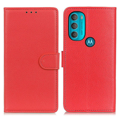 Leather Case Stands Flip Cover Holder A03D for Motorola Moto G71 5G Red