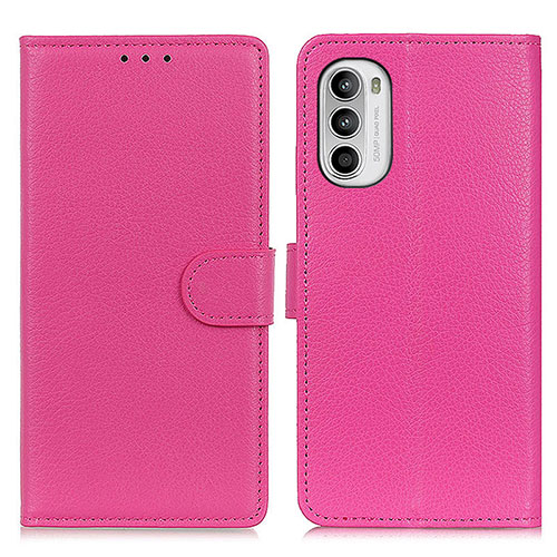 Leather Case Stands Flip Cover Holder A03D for Motorola Moto G71s 5G Hot Pink