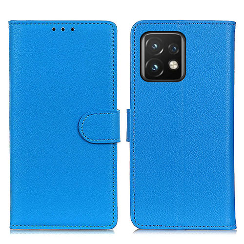 Leather Case Stands Flip Cover Holder A03D for Motorola Moto X40 5G Sky Blue