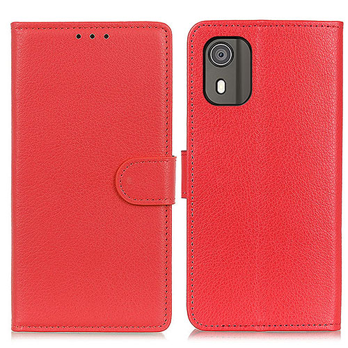 Leather Case Stands Flip Cover Holder A03D for Nokia C02 Red