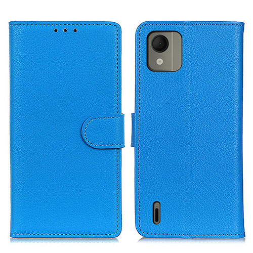 Leather Case Stands Flip Cover Holder A03D for Nokia C110 Sky Blue