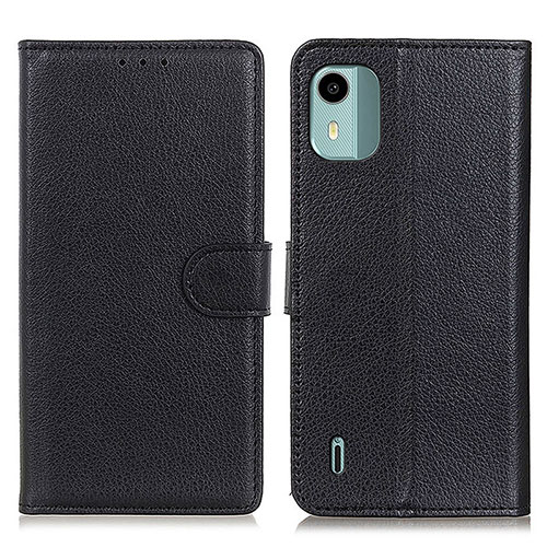 Leather Case Stands Flip Cover Holder A03D for Nokia C12 Plus Black