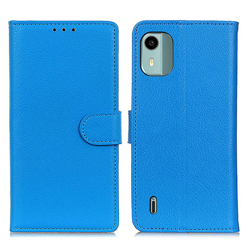 Leather Case Stands Flip Cover Holder A03D for Nokia C12 Sky Blue