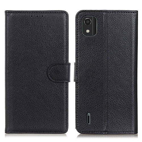 Leather Case Stands Flip Cover Holder A03D for Nokia C2 2nd Edition Black