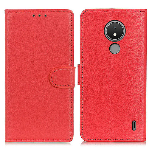 Leather Case Stands Flip Cover Holder A03D for Nokia C21 Red