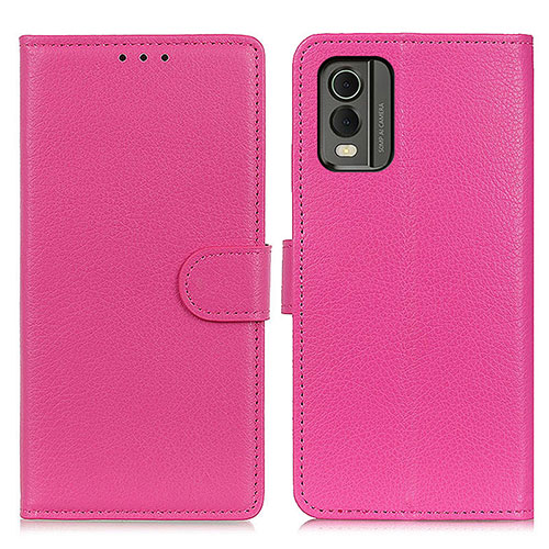 Leather Case Stands Flip Cover Holder A03D for Nokia C210 Hot Pink