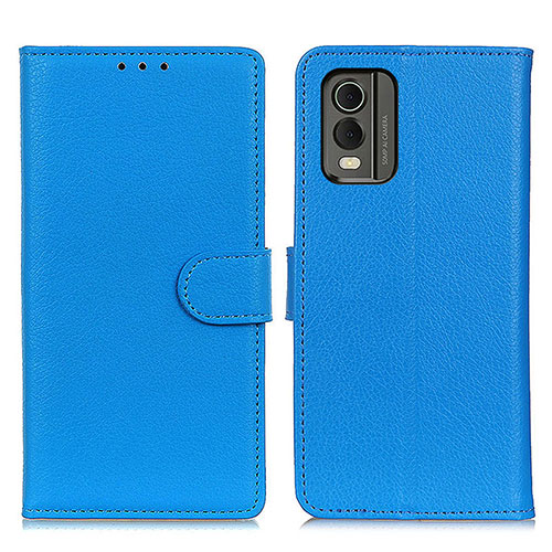 Leather Case Stands Flip Cover Holder A03D for Nokia C210 Sky Blue