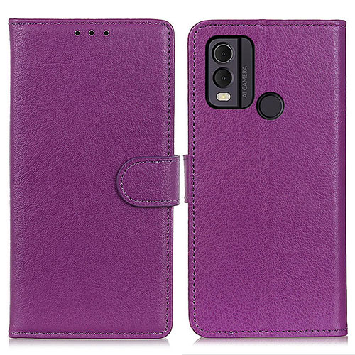 Leather Case Stands Flip Cover Holder A03D for Nokia C22 Purple