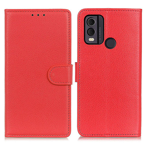 Leather Case Stands Flip Cover Holder A03D for Nokia C22 Red