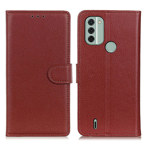 Leather Case Stands Flip Cover Holder A03D for Nokia C31 Brown