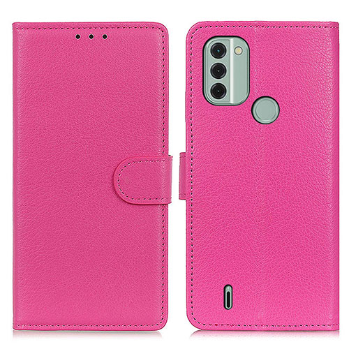 Leather Case Stands Flip Cover Holder A03D for Nokia C31 Hot Pink