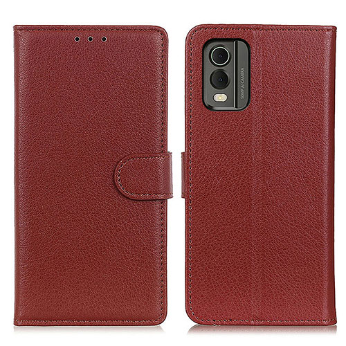 Leather Case Stands Flip Cover Holder A03D for Nokia C32 Brown