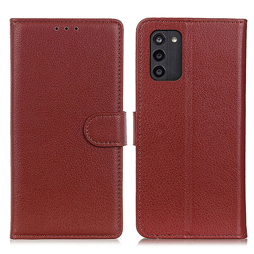 Leather Case Stands Flip Cover Holder A03D for Nokia G100 Brown