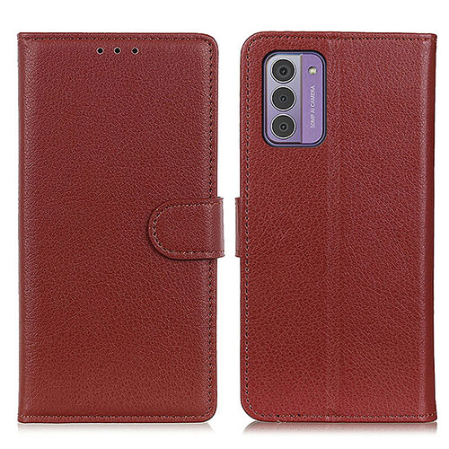Leather Case Stands Flip Cover Holder A03D for Nokia G42 5G Brown