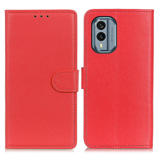 Leather Case Stands Flip Cover Holder A03D for Nokia X30 5G Red