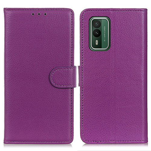 Leather Case Stands Flip Cover Holder A03D for Nokia XR21 Purple