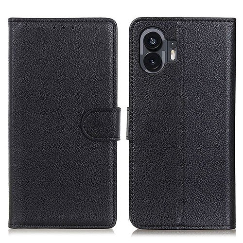 Leather Case Stands Flip Cover Holder A03D for Nothing Phone 2 Black