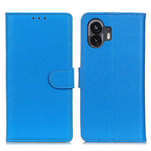 Leather Case Stands Flip Cover Holder A03D for Nothing Phone 2 Sky Blue