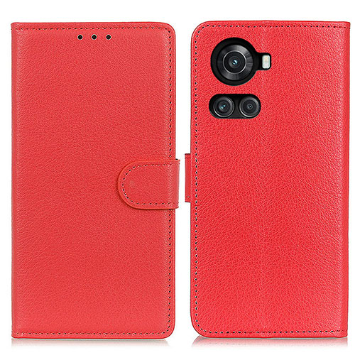 Leather Case Stands Flip Cover Holder A03D for OnePlus 10R 5G Red