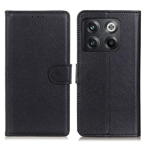 Leather Case Stands Flip Cover Holder A03D for OnePlus 10T 5G Black