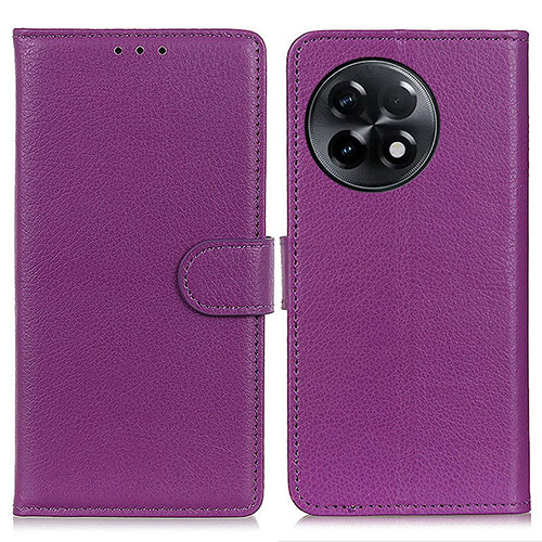 Leather Case Stands Flip Cover Holder A03D for OnePlus Ace 2 5G Purple