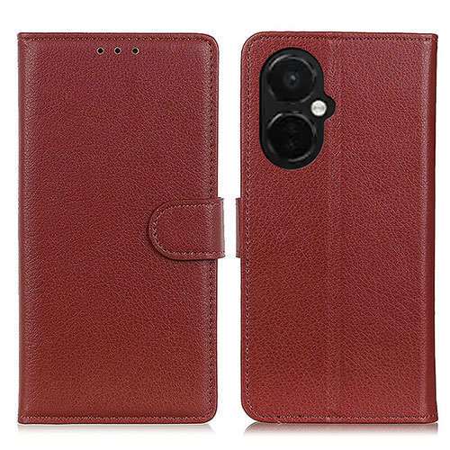 Leather Case Stands Flip Cover Holder A03D for OnePlus Nord CE 3 5G Brown