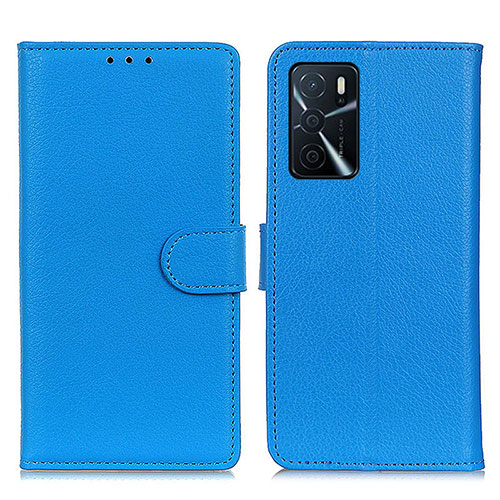 Leather Case Stands Flip Cover Holder A03D for Oppo A16 Sky Blue