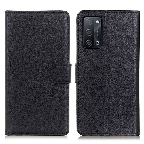 Leather Case Stands Flip Cover Holder A03D for Oppo A53s 5G Black