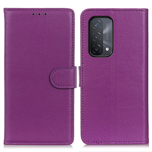 Leather Case Stands Flip Cover Holder A03D for Oppo A54 5G Purple