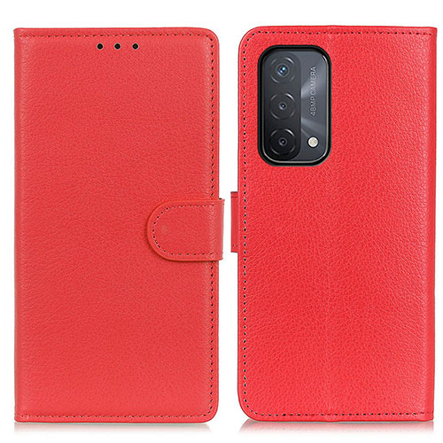 Leather Case Stands Flip Cover Holder A03D for Oppo A54 5G Red