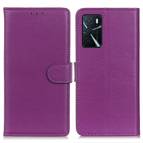 Leather Case Stands Flip Cover Holder A03D for Oppo A54s Purple