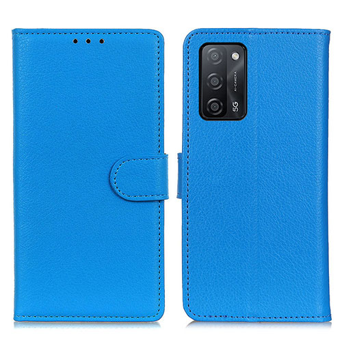 Leather Case Stands Flip Cover Holder A03D for Oppo A55 5G Sky Blue