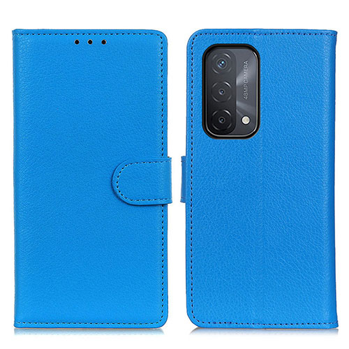 Leather Case Stands Flip Cover Holder A03D for Oppo A74 5G Sky Blue