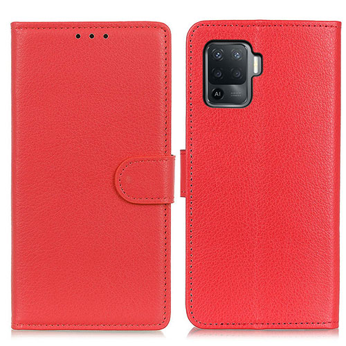 Leather Case Stands Flip Cover Holder A03D for Oppo A94 4G Red