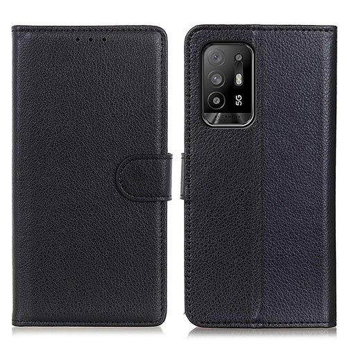 Leather Case Stands Flip Cover Holder A03D for Oppo A95 5G Black