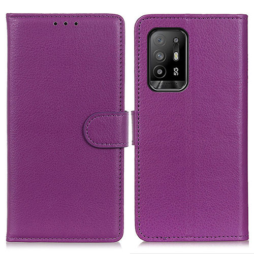 Leather Case Stands Flip Cover Holder A03D for Oppo A95 5G Purple