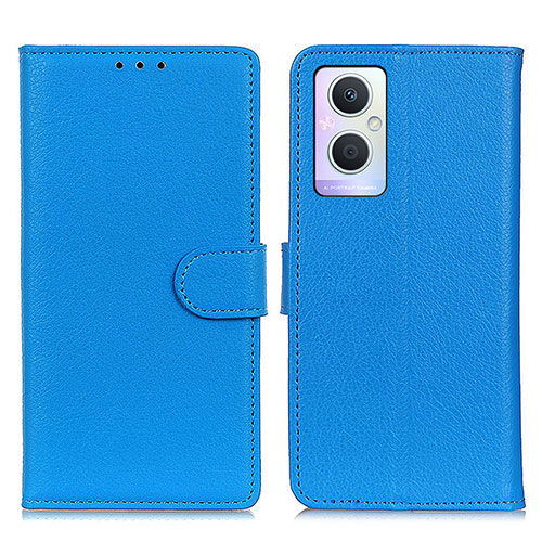 Leather Case Stands Flip Cover Holder A03D for Oppo A96 5G Sky Blue