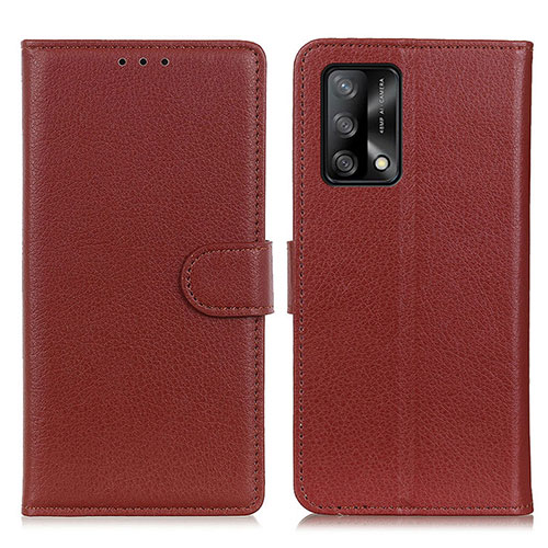 Leather Case Stands Flip Cover Holder A03D for Oppo F19 Brown