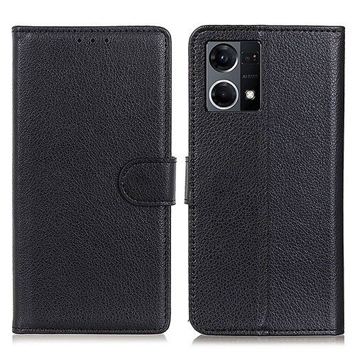 Leather Case Stands Flip Cover Holder A03D for Oppo F21 Pro 4G Black