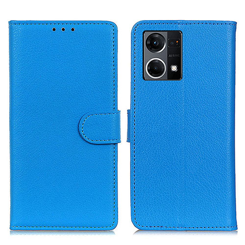 Leather Case Stands Flip Cover Holder A03D for Oppo F21s Pro 4G Sky Blue