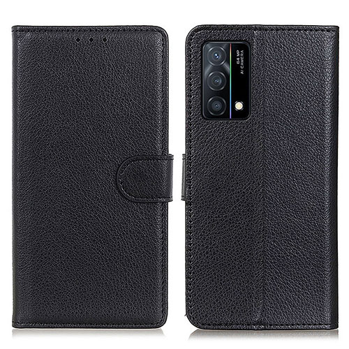 Leather Case Stands Flip Cover Holder A03D for Oppo K9 5G Black