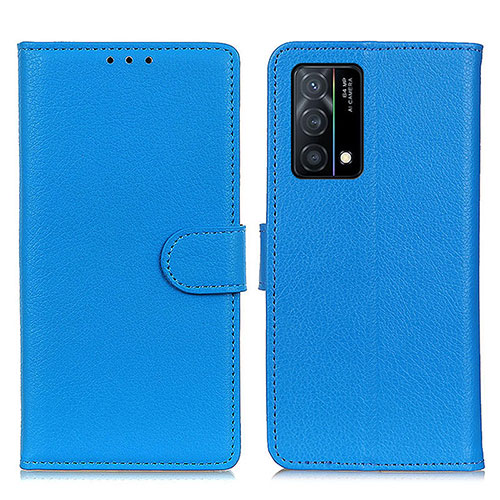 Leather Case Stands Flip Cover Holder A03D for Oppo K9 5G Sky Blue